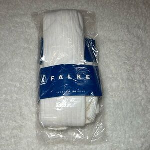 Falke Girls Off White Ribbed Tights 4-6 NEW